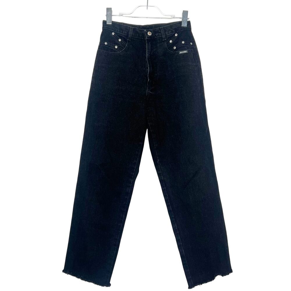 ROCKIES Vintage Denim Jeans High Rise Straight Leg Frayed Hem Western Women 29/9